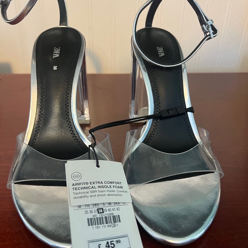 Zara Metallic Silver Heels